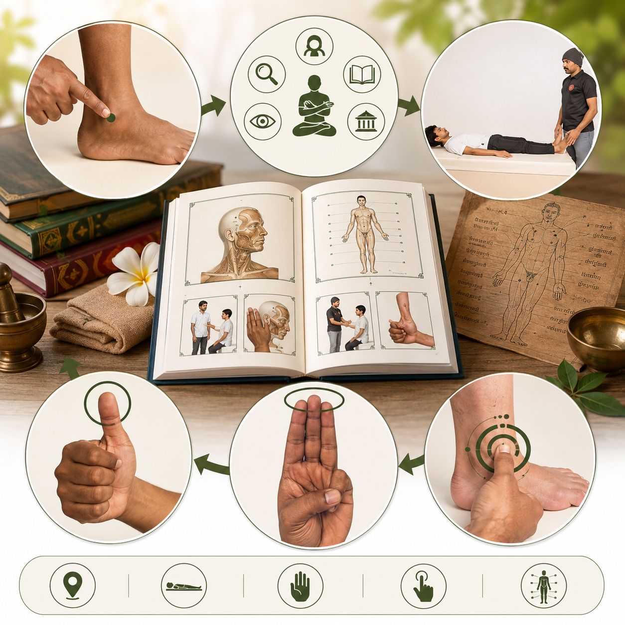 Illustrated posture mudra and stimulation guidance
