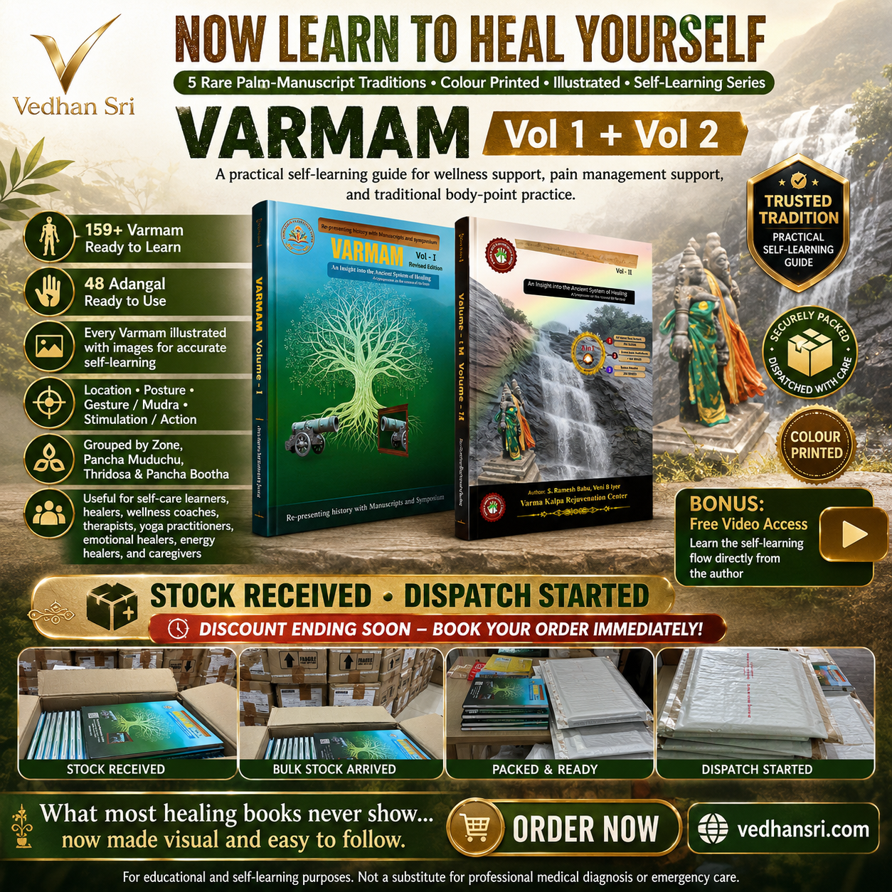 Printed stock and dispatch proof for Varmam books